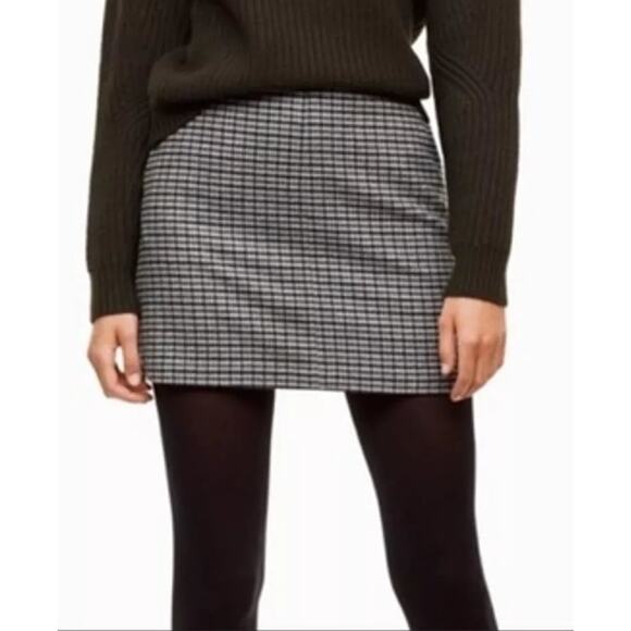 Wilfred Skirt Womens 6 Black White Houndstooth Wool Blend Lined Mini Aritzia - Picture 1 of 15